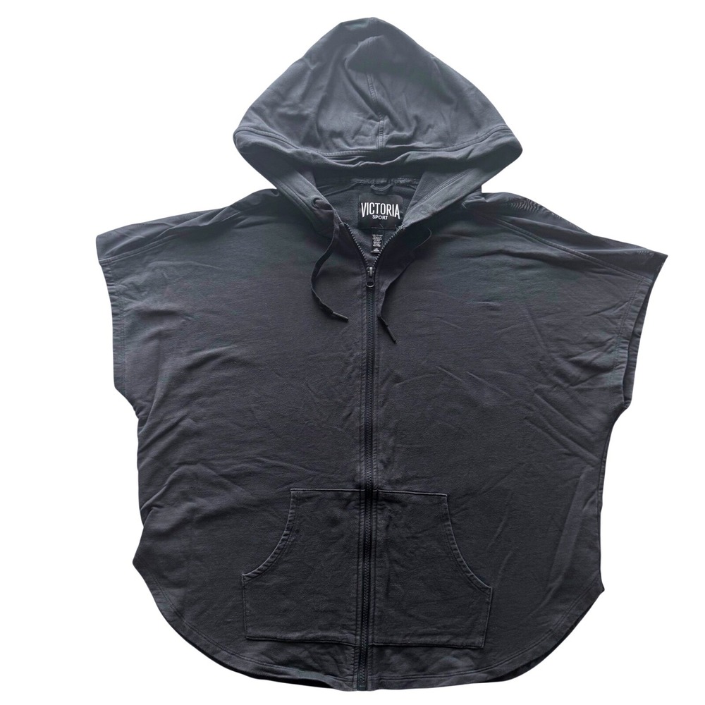 Victoria Sport Sleeveless Zip Up Hoodie Black Size Large Athletic Athleisure